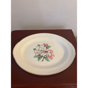 Cunningham & Pickett Magnolia Oval Platter 22KT Gold Trim L 54 N 8